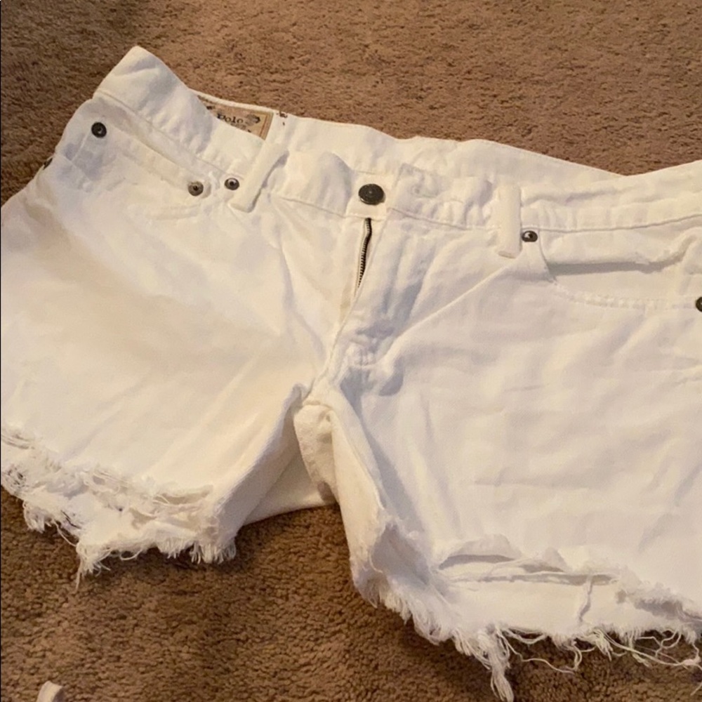 White denim polo shorts